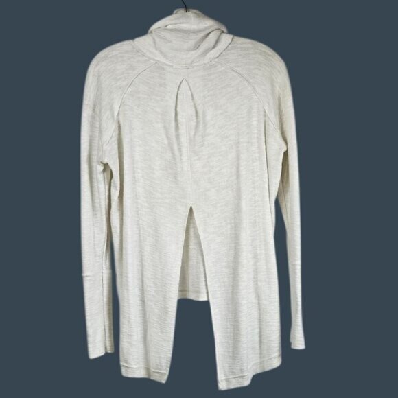 We The Free Split Back Turtleneck Sz S Exposed Seam Tunic White Boho Relaxed Fit - Picture 2 of 9